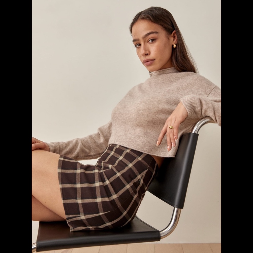 ISO Reformation Suzie Skirt in Dark Brown Plaid